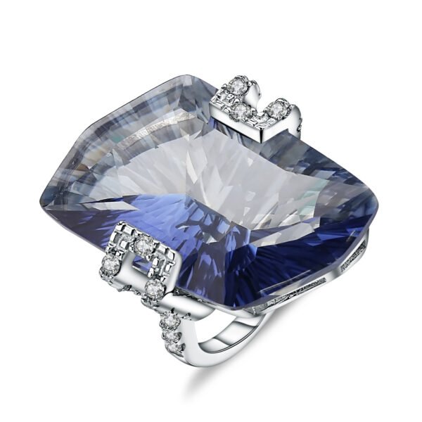 Sterling Silver Inlaid Special-shaped Natural Color Treasure Ring