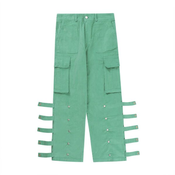 Men's Big Pocket Workwear Personality Strap Wide Leg Pants - Image 2