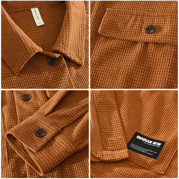 Waffle Long Sleeve Shirt Japanese Style Workwear Top - Image 3