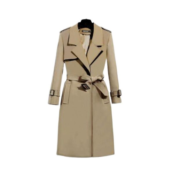Elegant Slim-fit Slimming Waist Mid-length Trench Coat - Image 5