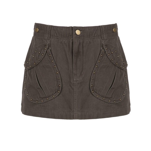 American Retro Rivet Pocket Denim Skirt - Image 5