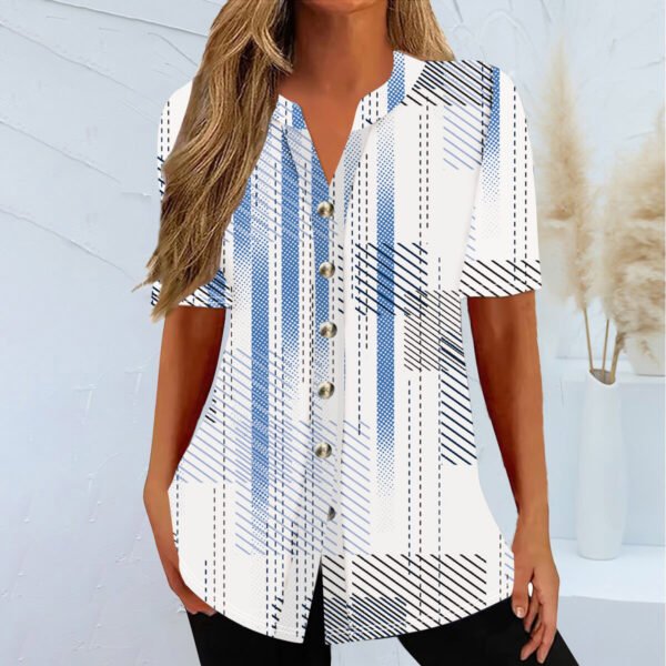 European And American Spring And Summer New Cardigan Casual Printed Short Sleeves T-shirt For Women - Image 7