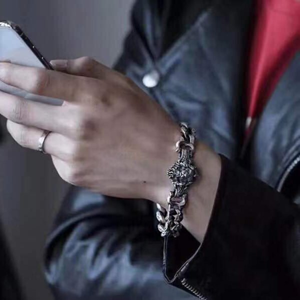 Thai Silver Aggressive Men's Bracelet Pattern - Image 4