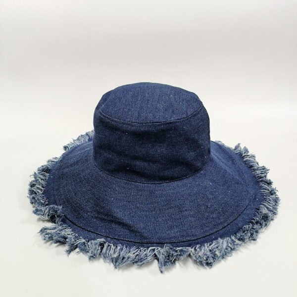 Women's Spring And Summer Retro Big Brim Solid Color Denim Hat - Image 2