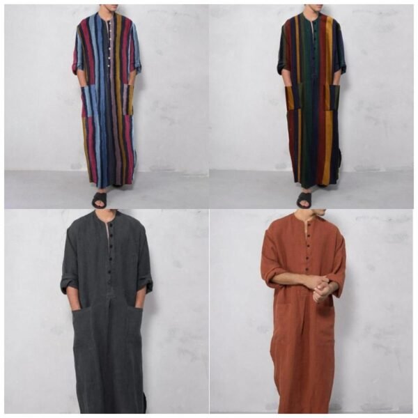 Men's Long Sleeve Arabian Striped Printed Shirt - Image 2