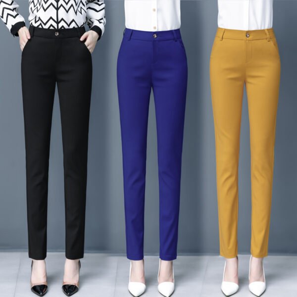 Blue Suit Pants Spring Women's High Waist Career Figure Flattering Drape Skinny Pants - Image 2