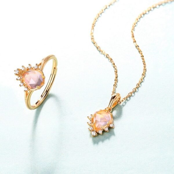 S925 Silver Plated Natural Crystal Geometric Pendant Women - Image 2