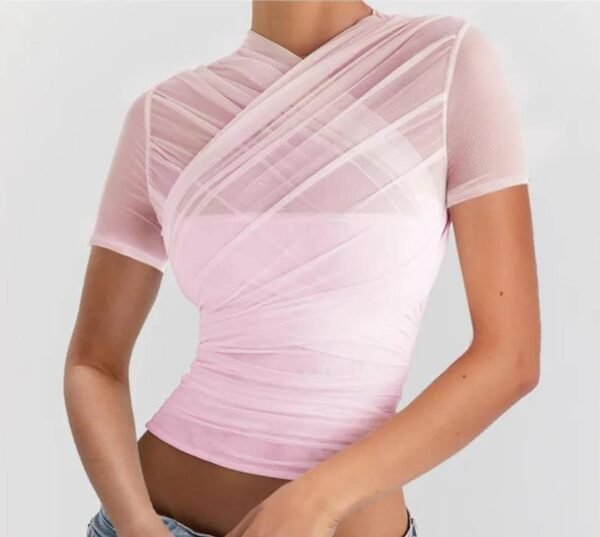 Mesh Stitching Padded Strap Vest For Women - Image 4