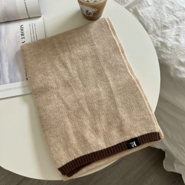 Korean Style All-matching Youthful-looking Keep Warm Pure Color Wool Knitted Scarf - Image 4