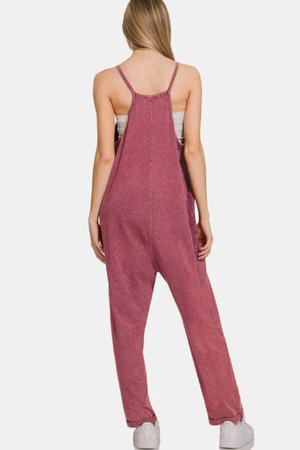 Zenana Washed Spaghetti Straps Overalls With Pockets - Image 3