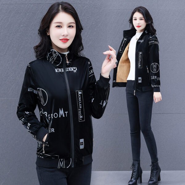 Disposable Glossy Surface Shell Jacket Fleece-lined Thickened Slim Fit - Image 7