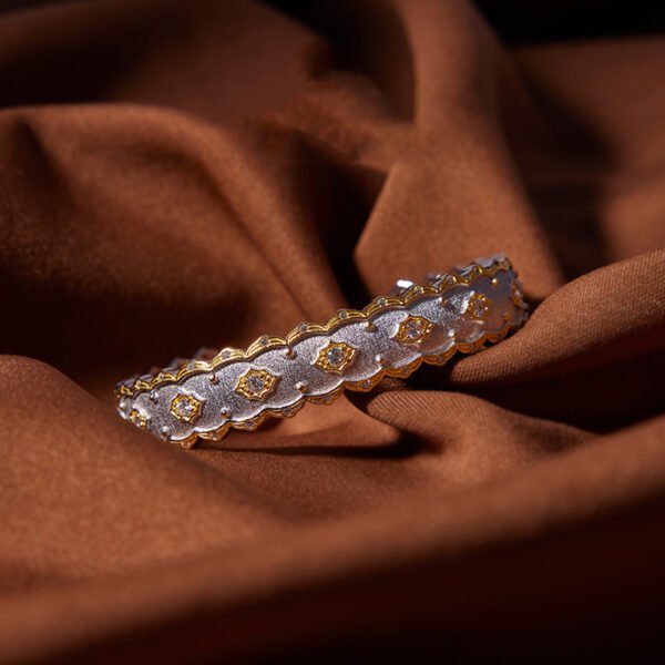 Silver Gold Plated Court Diamond Inlay Bracelet - Image 4