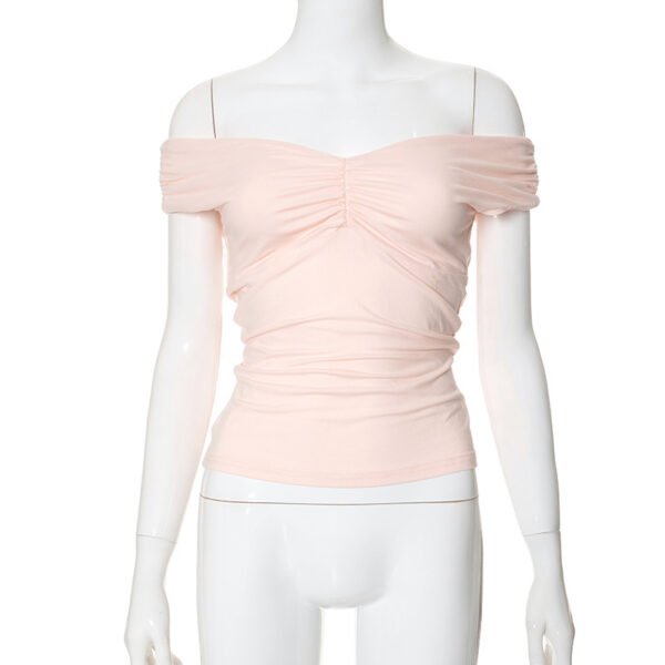 New Solid Color V-neck Sleeveless Pleated Camisole T-shirt Top - Image 7