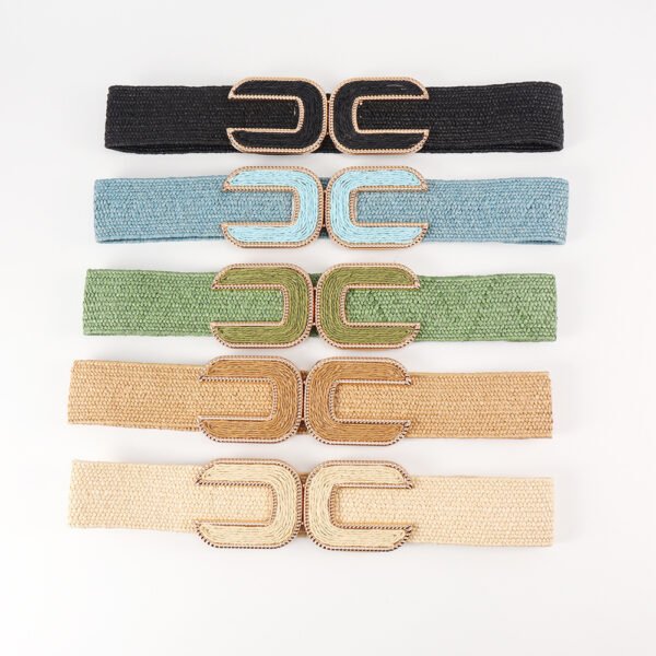 Elastic Waistband Women's Design Sense Niche Straw Elastic - Image 2