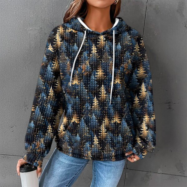 Waffle Sweater Hooded Sweaters Women's Clothing - Image 2