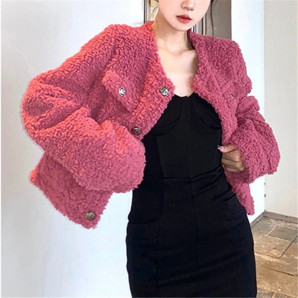 French Round Neck Single-breasted Sweater Coat - Image 2