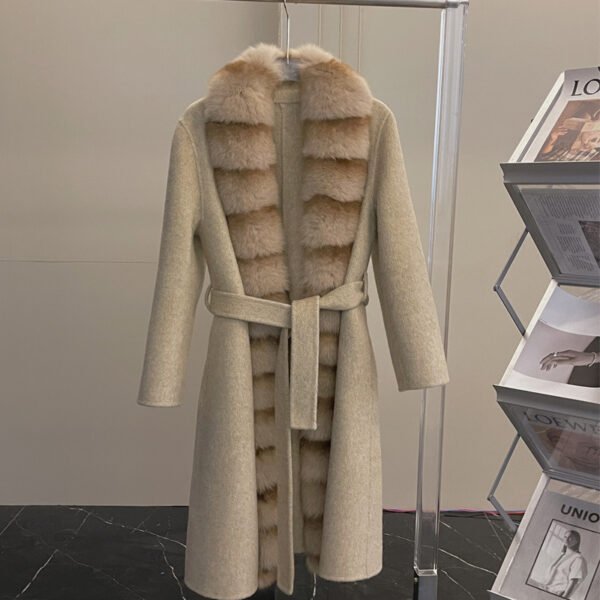 Alpaca Fleecefiber Coat Detachable Fox Fur Collar - Image 3