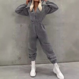 Plus Velvet Thickened Hooded Pajamas Jumpsuit