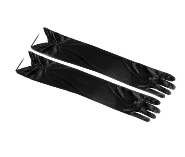 Double-row Beaded Satin Sun Protection Scar Cover Up Oversleeve Bridal Wedding Gloves - Image 3
