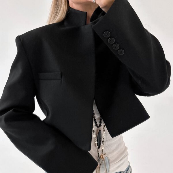 Solid Color Fashion Short Suit Coat - Image 3
