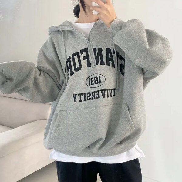 Foreign Trade Fleece Zipper Sweater Women's Thin Letters - Image 6