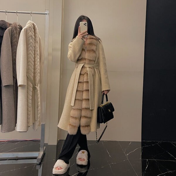 Alpaca Fleecefiber Coat Detachable Fox Fur Collar - Image 8