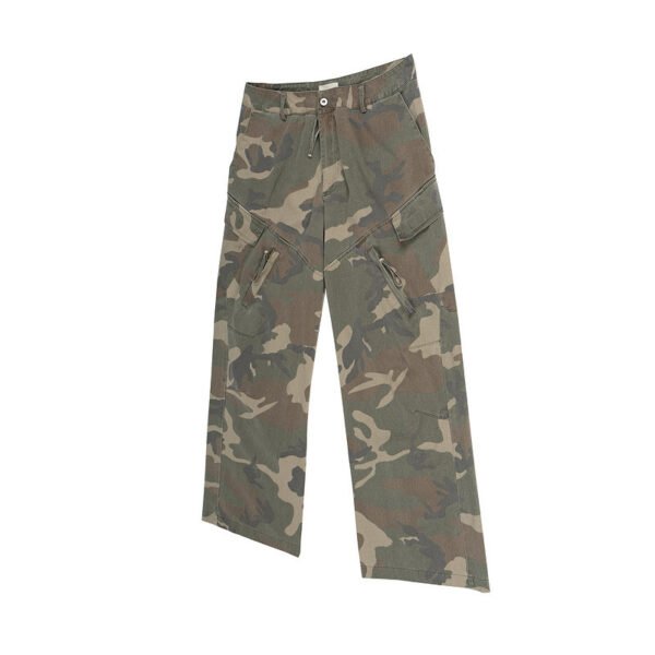 Loose Wide Leg Camouflage Slightly Flared Jeans - Image 4