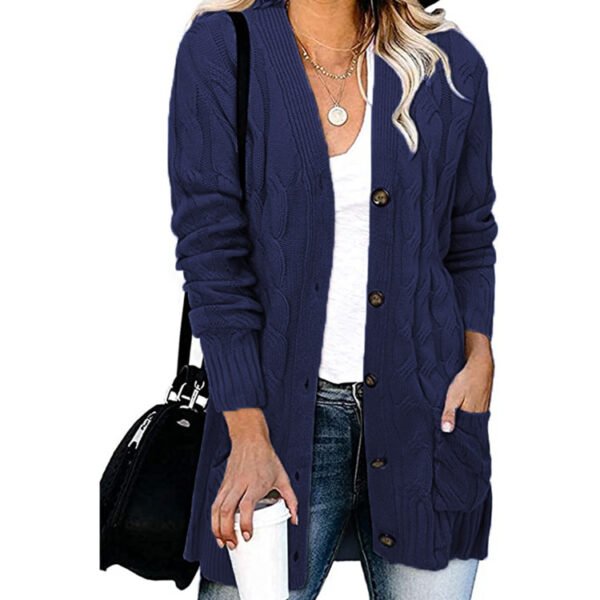 Autumn And Winter Women's Casual Knitted Button Coat - Image 10