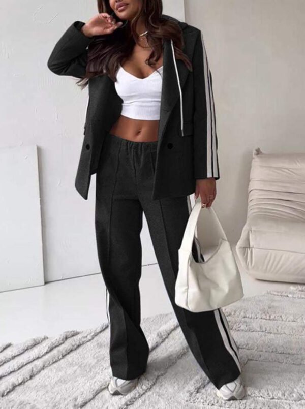 Casual Ribbon Hooded Suit Wide Leg Pants Two-piece Suit - Image 6