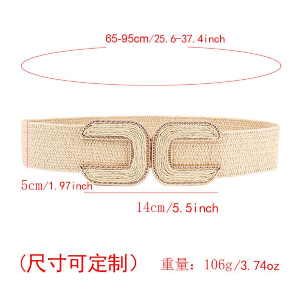 Elastic Waistband Women's Design Sense Niche Straw Elastic - Image 3