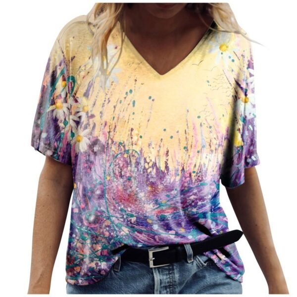 Short Sleeved T-shirt Printed On Women's Clothing - Image 6