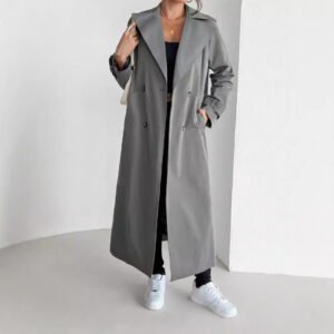 Solid Color Double Breasted Coat