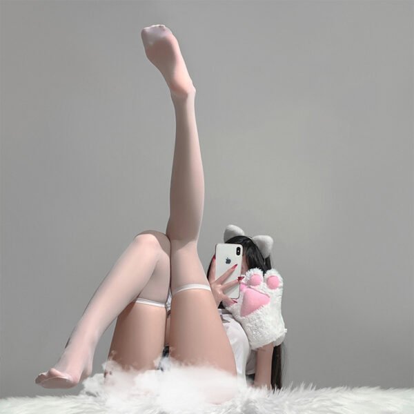 Women's Solid Color With Below The Knee Plus Size Black Silk Socks - Image 3