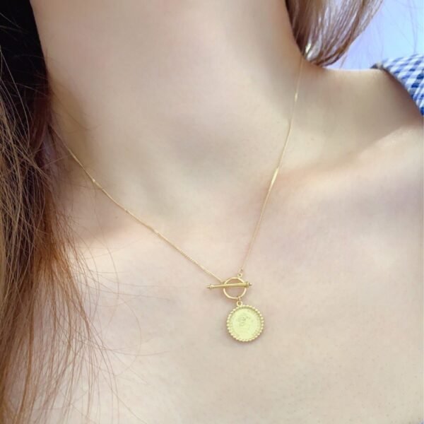 Gold Retro Round Brand Pure Jewelry Necklace - Image 2