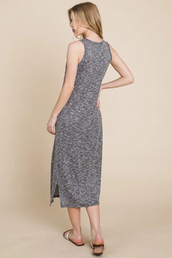 BOMBOM Round Neck Slit Midi Tank Dress - Image 6