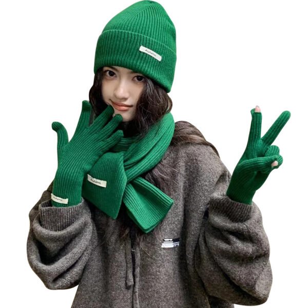Winter Knitting Fleece Thickened Thermal Three-piece Suit Wool Scarf Hat Children - Image 4