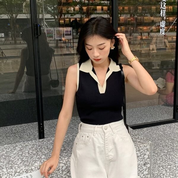 Ice Silk Sleeveless Knitted Vest Top For Women - Image 8