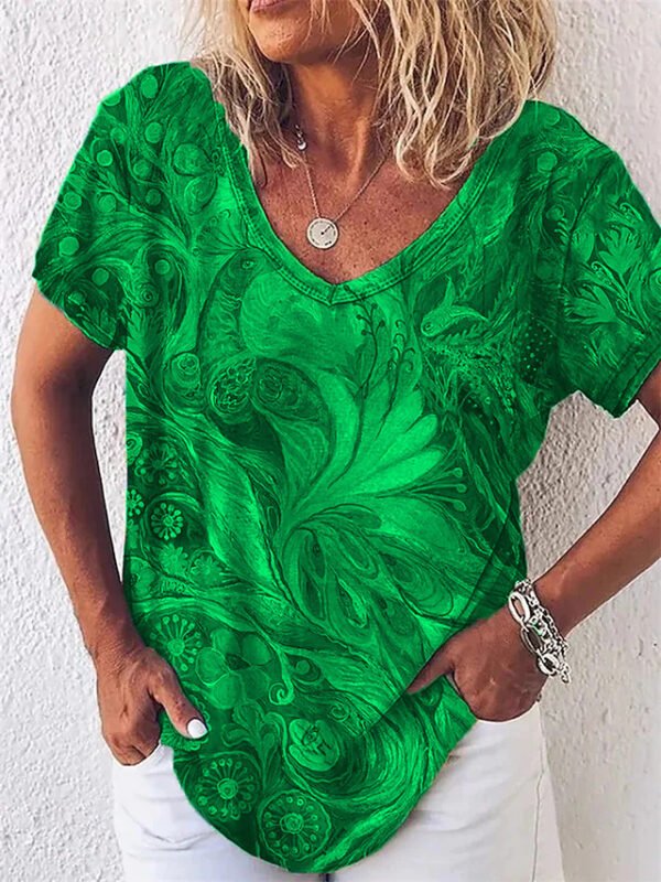 Europe And America Cross Border Summer Elegance Women's 3D Women's Abstract Painting T-shirt Pattern Graffiti - Image 9