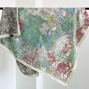 Tropical Rainforest FINSBURY Double-sided Different Color Silk Wool Large Kerchief