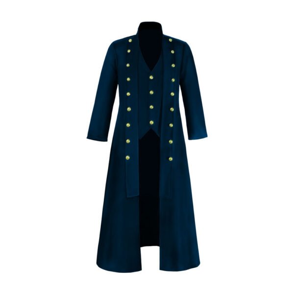 Men's Long Sleeve Stand Collar Three Row Button Coat - Image 6