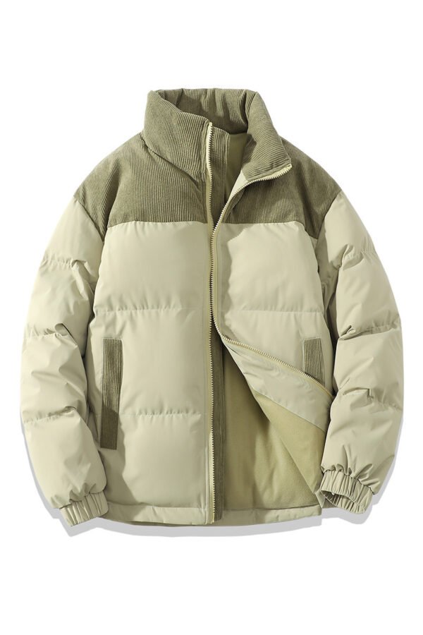 Contrast Color Fashion Loose Cotton Padded Jacket - Image 8