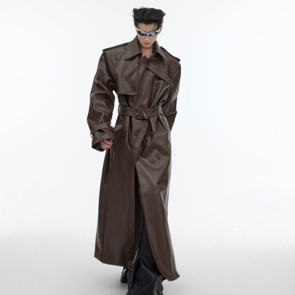 PU Leather Coat Jacket Three-dimensional Splicing - Image 3