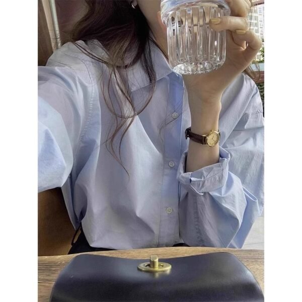 White Cotton Shirt Women's Long Sleeve - Image 7