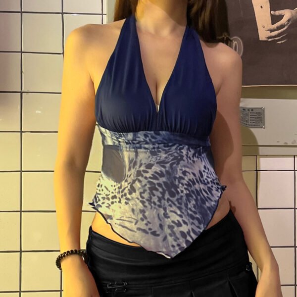New Slim Fit Backless V-neck Halter Sling Top For Women - Image 2