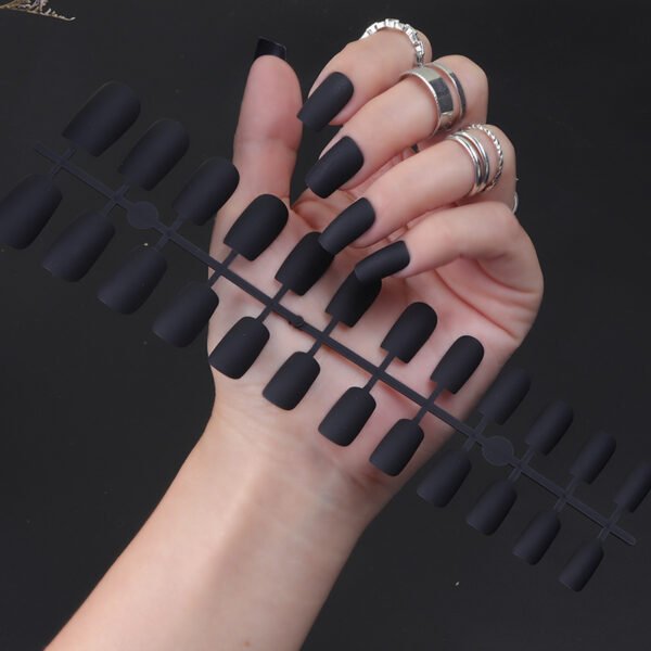 Solid Color Long Square Head Frosted Nail Stickers - Image 6
