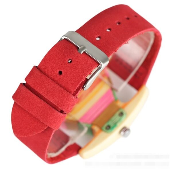 New wooden quartz watch Fashion color digital digital character triangle dial - Image 9
