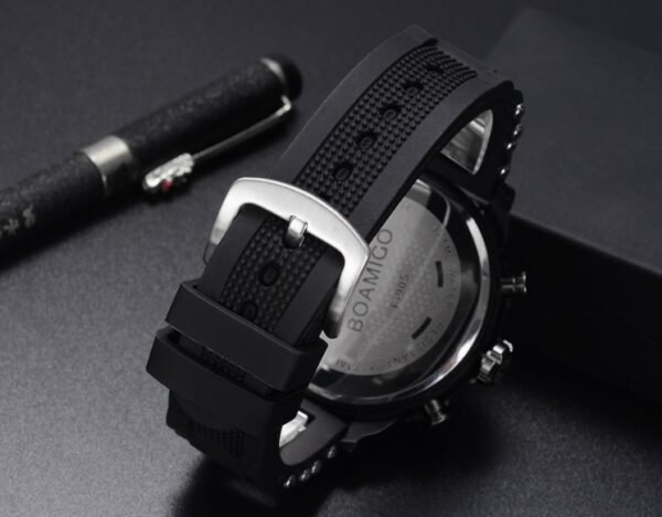 Men's watch electronic quartz double display watch 3 time zone waterproof watch - Image 6