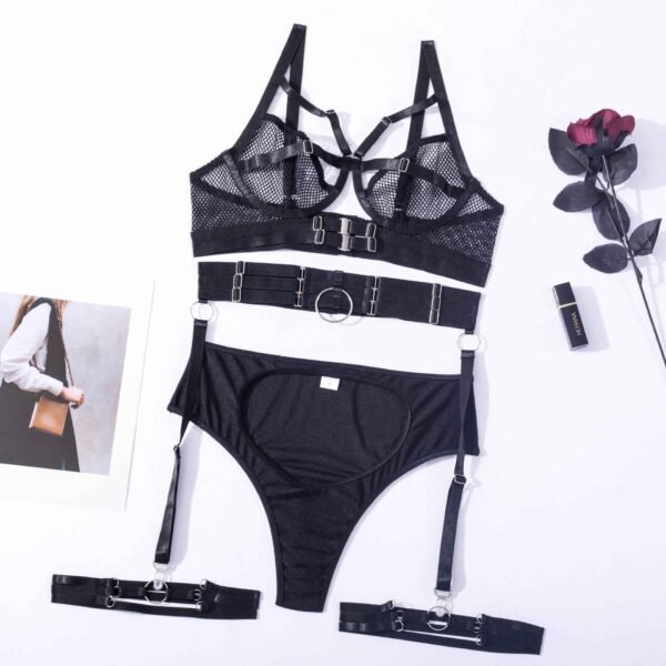 Ellolace Erotic Lingerie Transparent Half Cup Bra Sexy Couple Underwear 2-Piece - Image 6