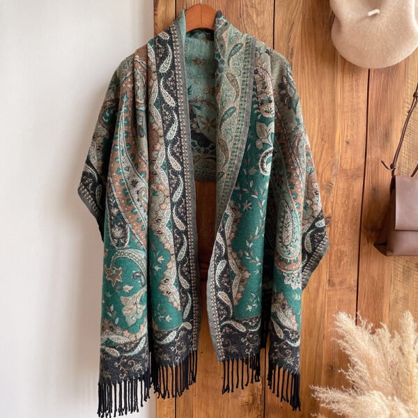 Artificial Cashmere Scarf Women's Ethnic Style Shawl Cape - Image 2