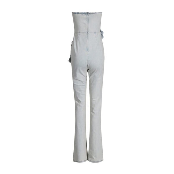 Elegant Commuter Tube Top Three-dimensional Flower High Waist Jumpsuit - Image 4